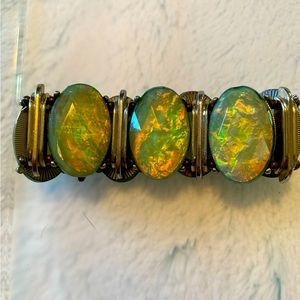 Womens stretch bracelet fashion opal and silver tone